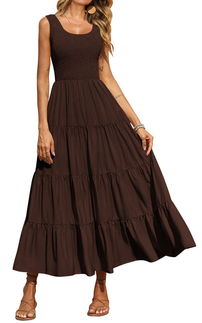 Smocked Tiered Maxi Dress - Tank, Casual - Photo 22