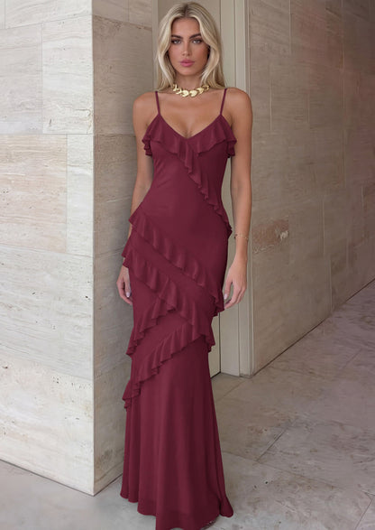 Mesh Bodycon Maxi Dress - Spaghetti Strap, V-Neck, Wedding - Photo 23