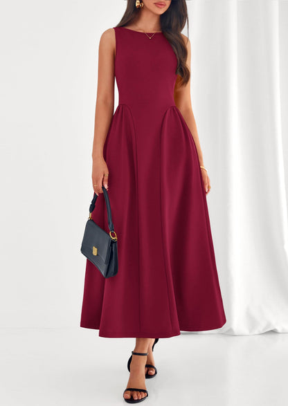 Army Green A-Line Maxi Dress - Sleeveless, Crewneck, Formal - photo 21