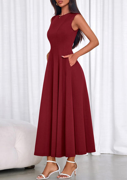 Light Blue A-Line Maxi Dress - Sleeveless, Crewneck, Formal - photo 24