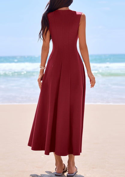 Light Blue A-Line Maxi Dress - Sleeveless, Crewneck, Formal - photo 25