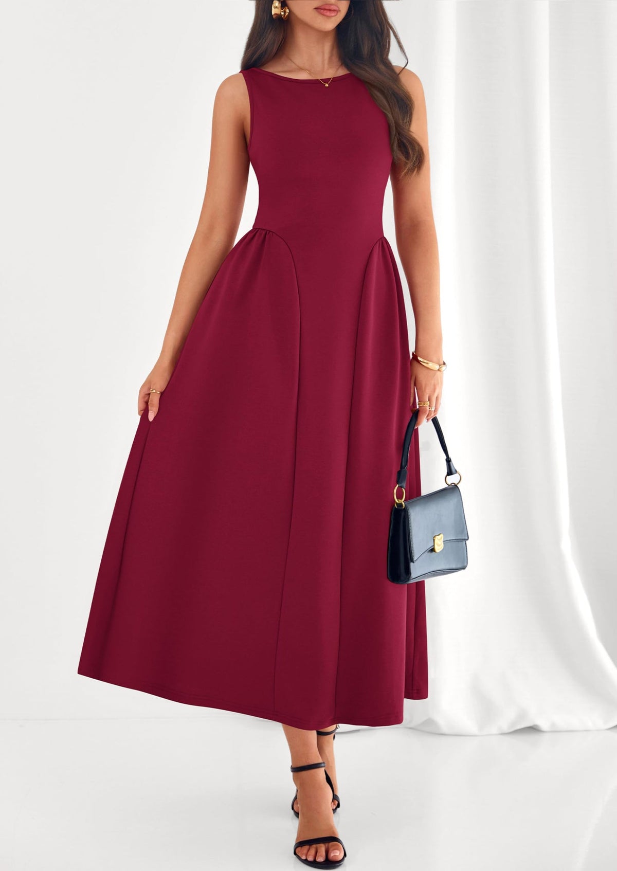 Army Green A-Line Maxi Dress - Sleeveless, Crewneck, Formal - photo 26