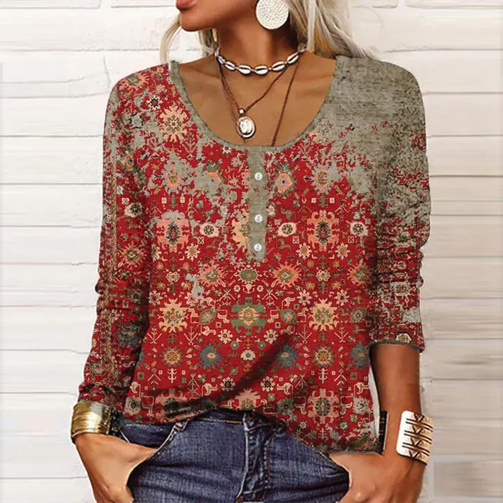 Buttoned Long Sleeve Blouse