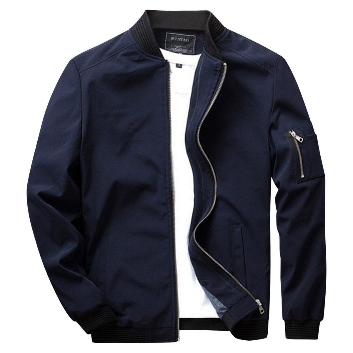 Orsenvi Robert men's olive green lightweight bomber jacket streetwear waist-length silhouette