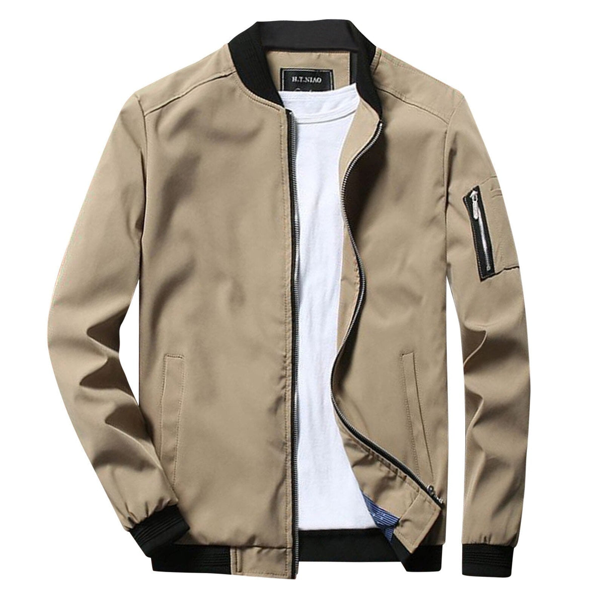 Orsenvi Robert olive green lightweight bomber jacket men streetwear waist-length silhouette