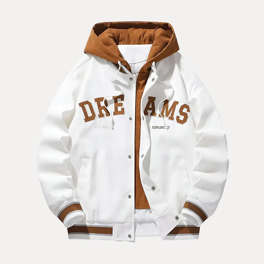 Caleb Hooded Baseball Varsity Jacket