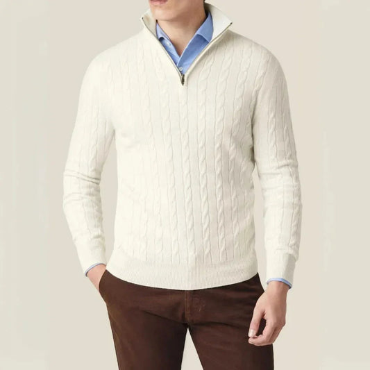 Carlo Cable Knit Quarter Zip Sweater