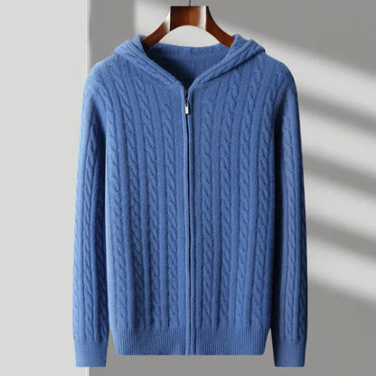 Chris Wool Hooded Cable Knit Sweater