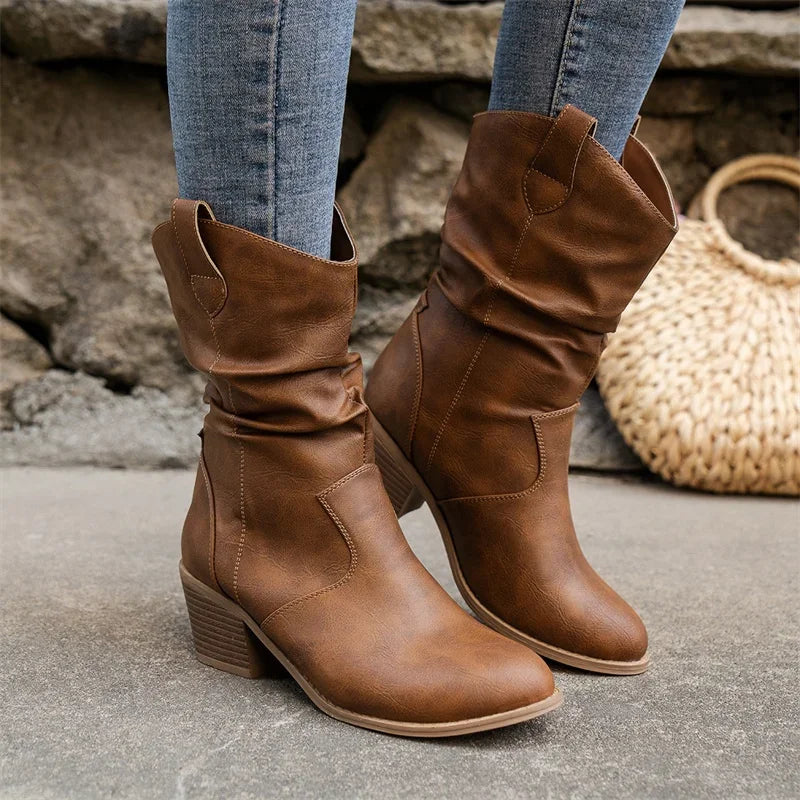 Orsenvi Classic Cowboy Ankle Boots For Women