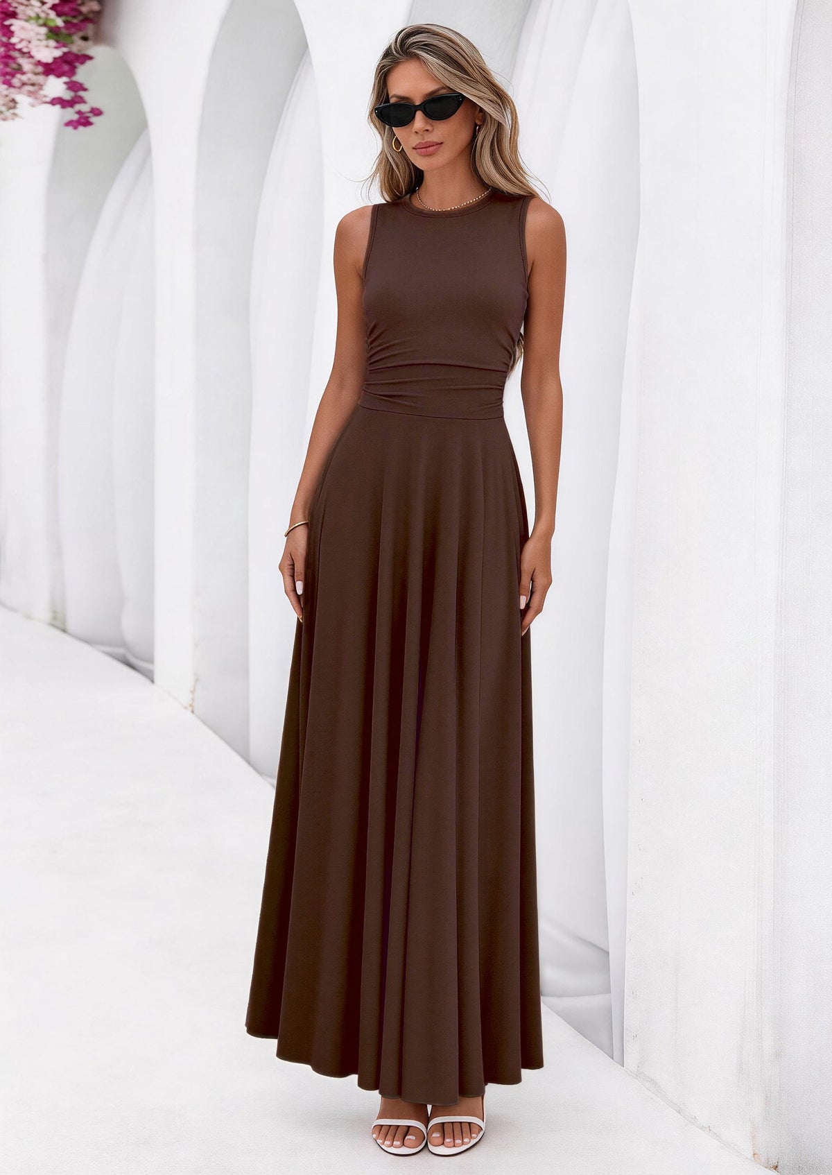 Flowy Maxi Dress - Sleeveless, Crewneck, Casual - photo 26