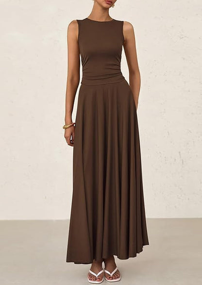 Flowy Maxi Dress - Sleeveless, Crewneck, Casual - photo 29