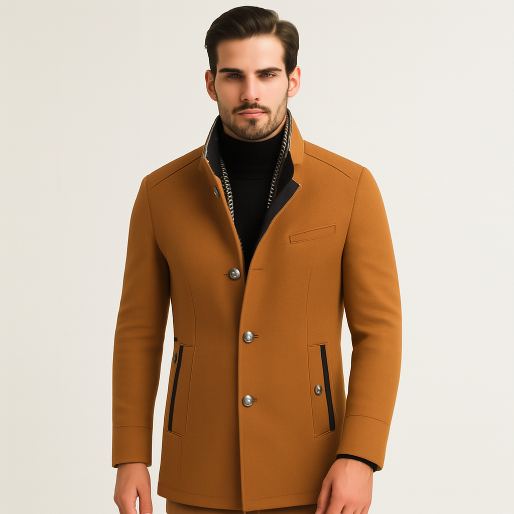Orsenvi Men's Wool Blend Overcoat With Scarf Collar