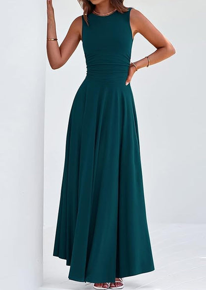 Flowy Maxi Dress - Sleeveless, Crewneck, Casual - photo 37