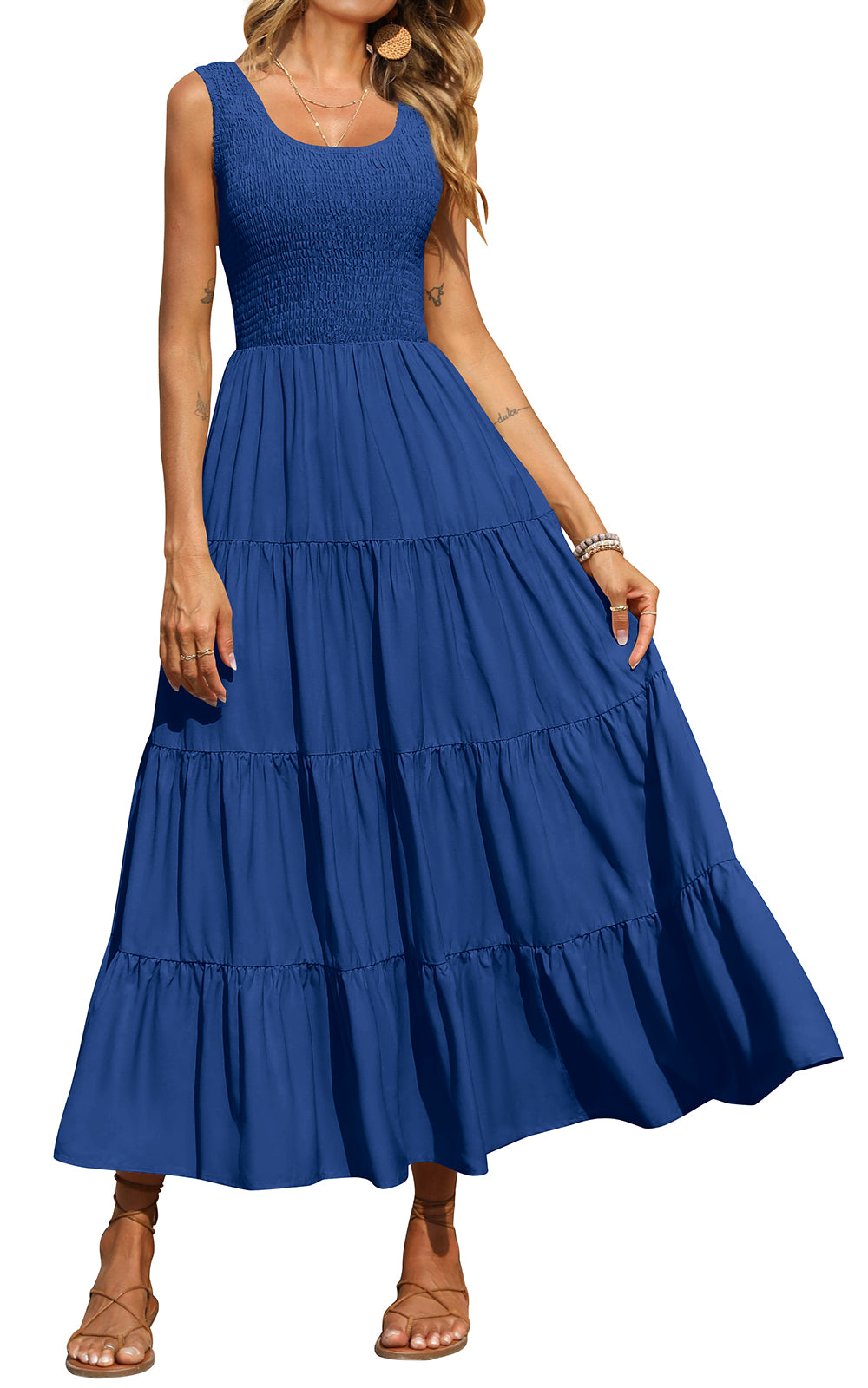 Smocked Tiered Maxi Dress - Tank, Casual - Photo 25