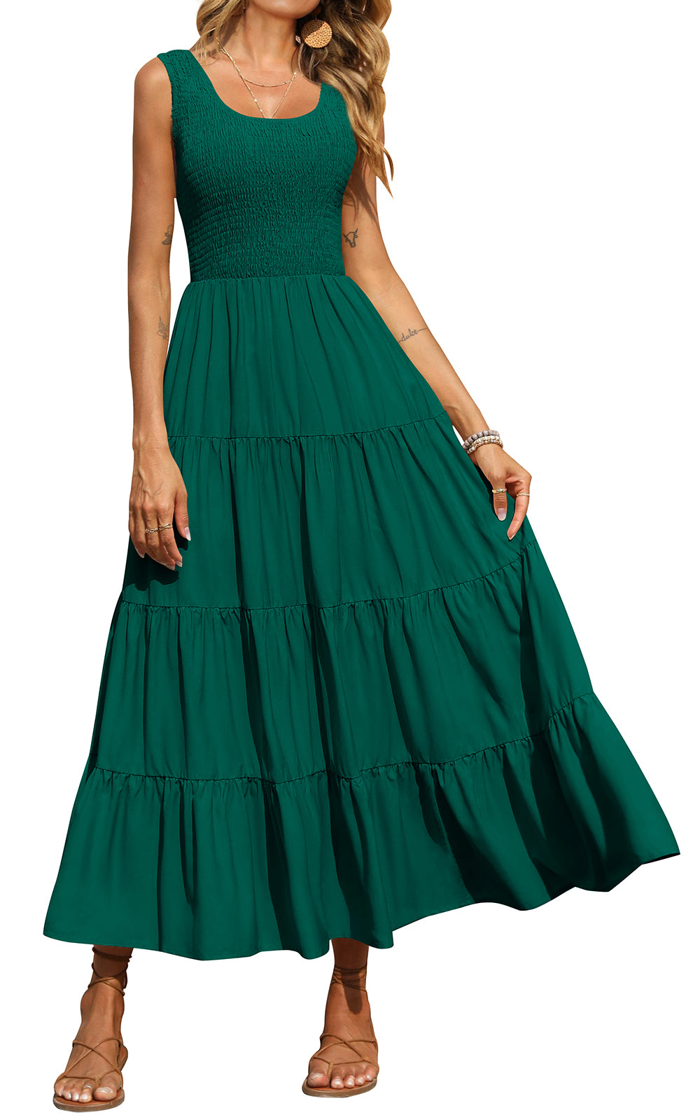 Smocked Tiered Maxi Dress - Tank, Casual - Photo 28