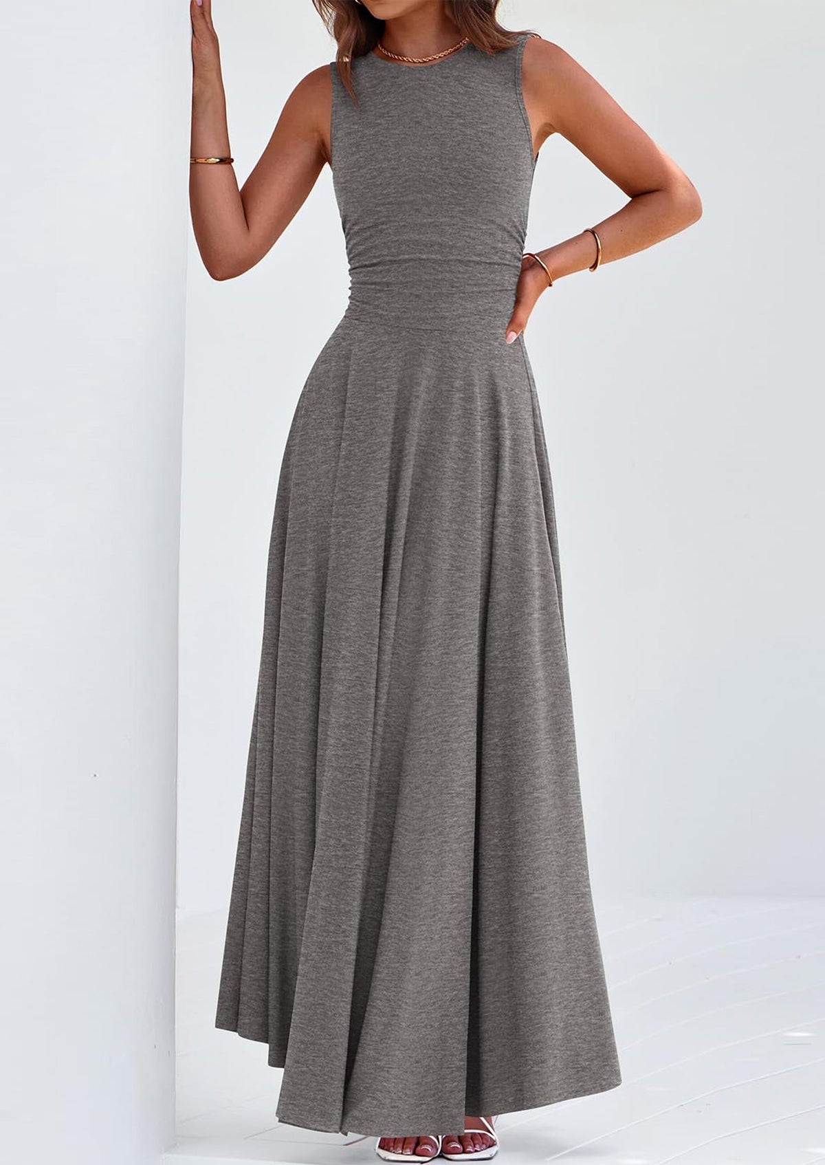 Flowy Maxi Dress - Sleeveless, Crewneck, Casual - photo 46