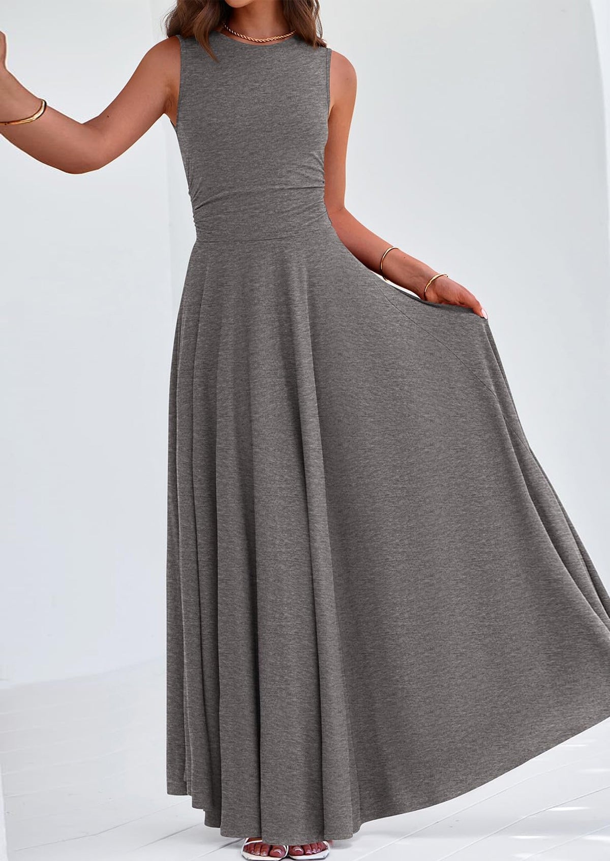 Flowy Maxi Dress - Sleeveless, Crewneck, Casual - photo 47