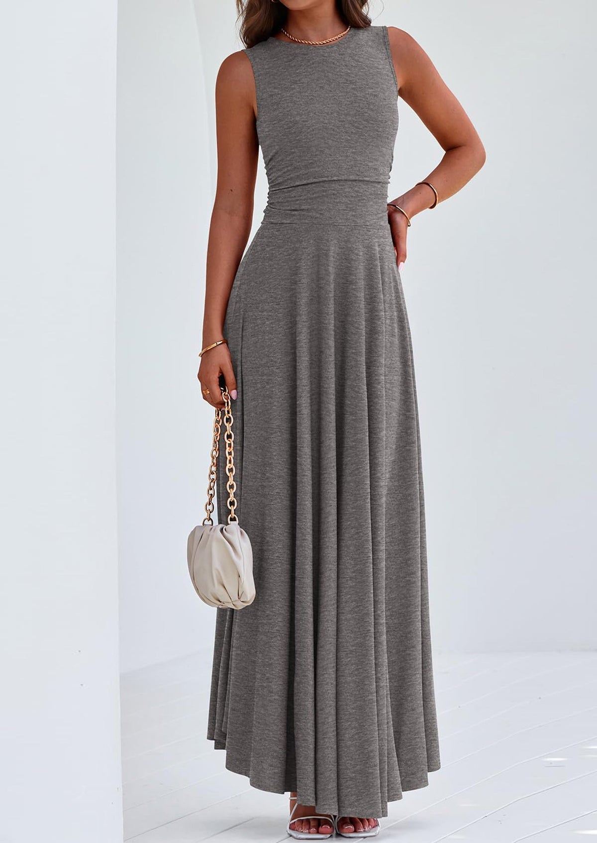Flowy Maxi Dress - Sleeveless, Crewneck, Casual - photo 45