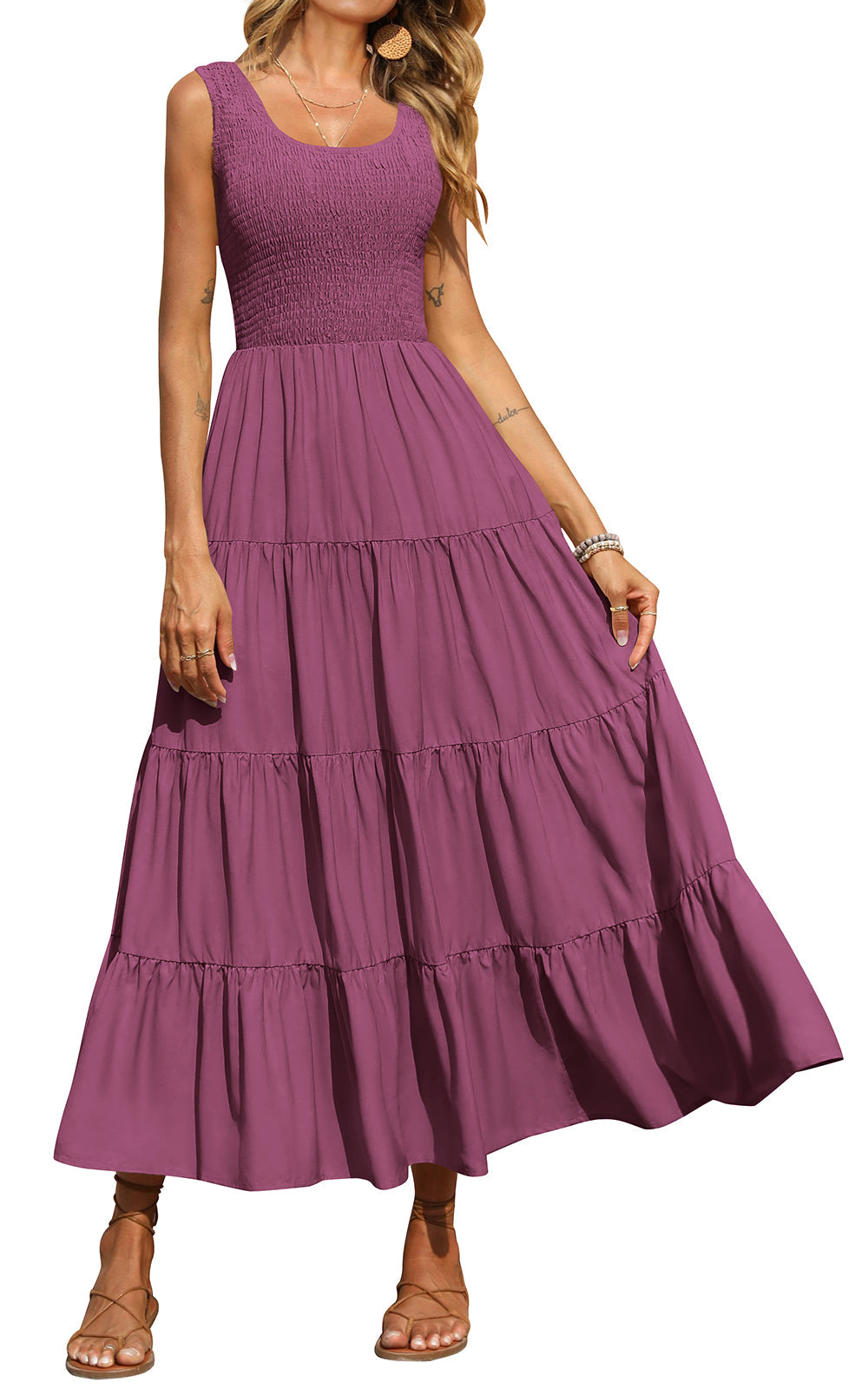 Smocked Tiered Maxi Dress - Tank, Casual - Photo 31