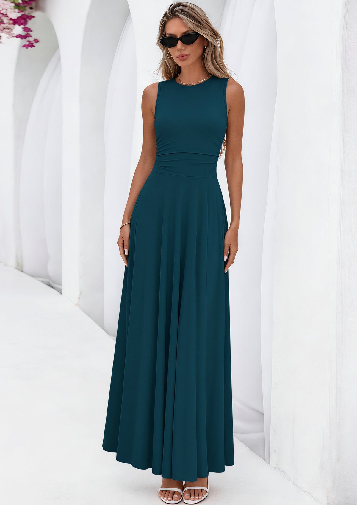 Flowy Maxi Dress - Sleeveless, Crewneck, Casual - photo 33