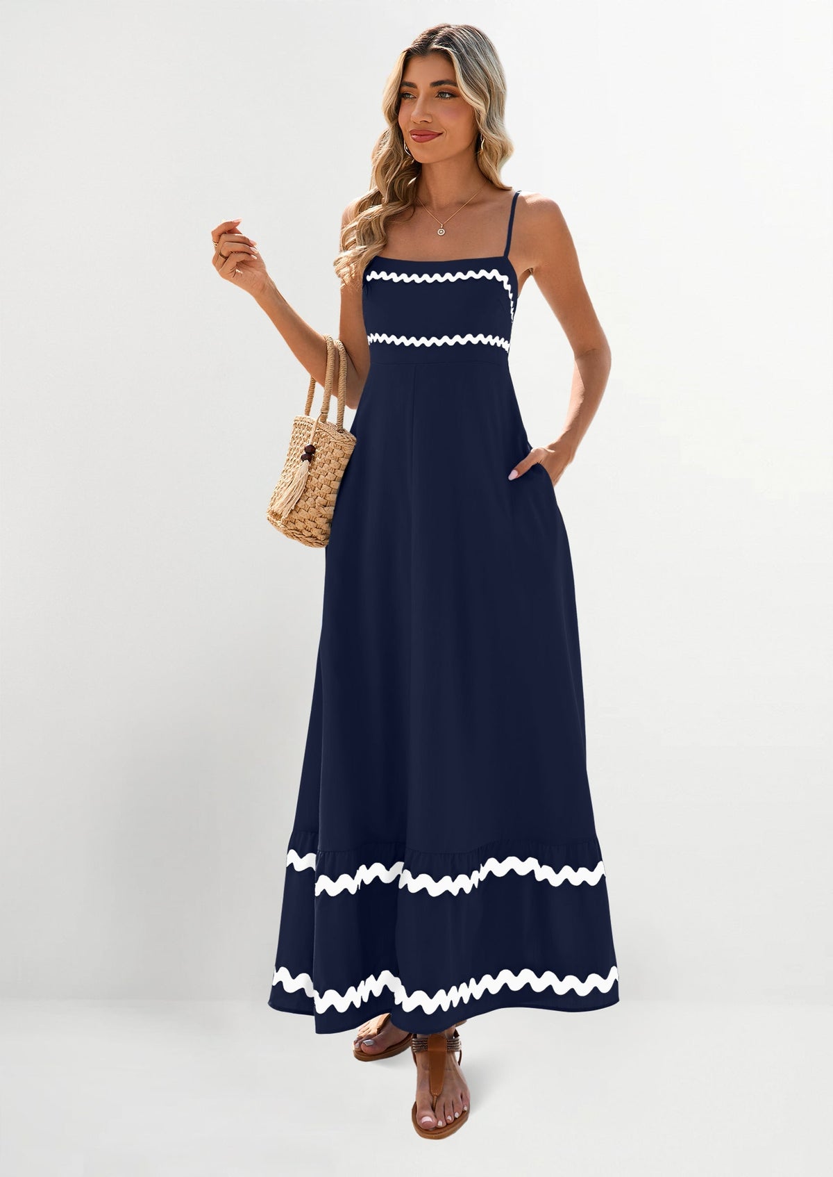 Light Blue Flowy Maxi Dress - Sleeveless, Casual - photo 33