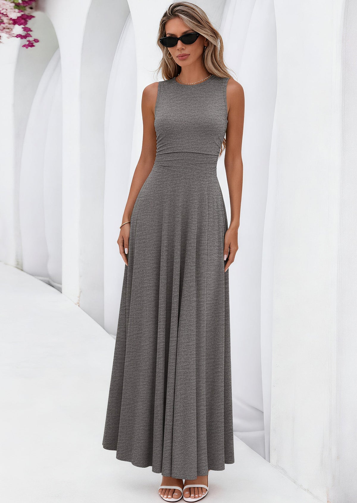 Flowy Maxi Dress - Sleeveless, Crewneck, Casual - photo 43