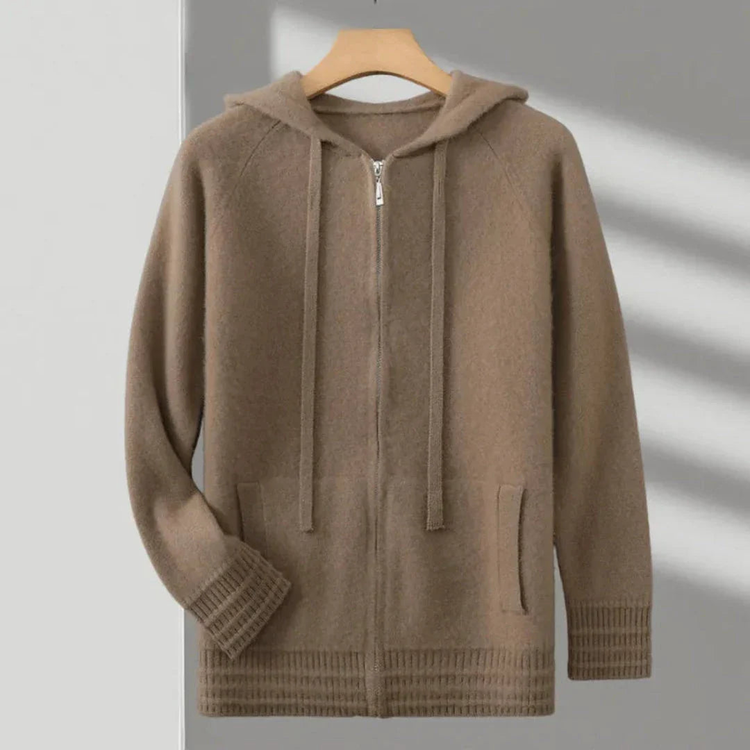 Declan Hooded Zipper Cashmere Hoodie