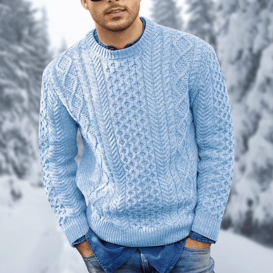 Mens Cable Knit Wool Sweater Warm Cozy Knitwear For Winter Layering