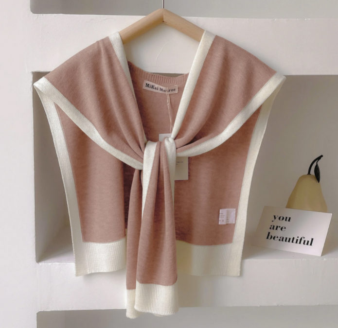 Emma striped knit shoulder shawl lightweight breathable wrap versatile spring autumn layering piece