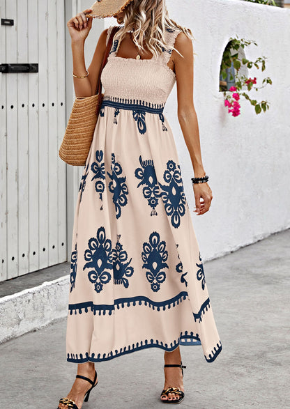 Floral Smocked Maxi Dress - Sleeveless, Square Neck, Boho - photo 12