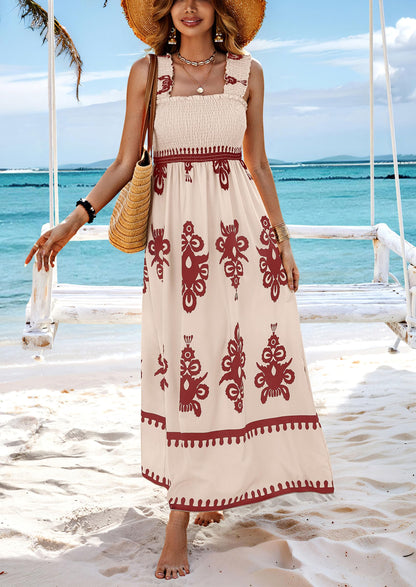 Floral Smocked Maxi Dress - Sleeveless, Square Neck, Boho - photo 19