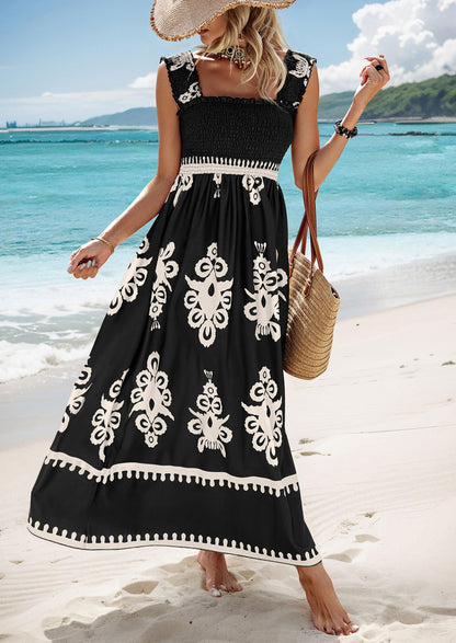 Floral Smocked Maxi Dress - Sleeveless, Square Neck, Boho - photo 25