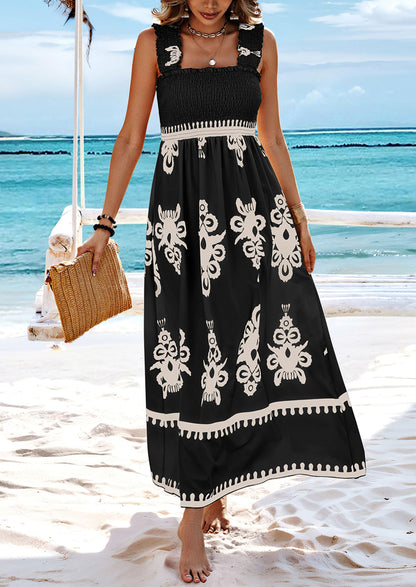 Floral Smocked Maxi Dress - Sleeveless, Square Neck, Boho - photo 23