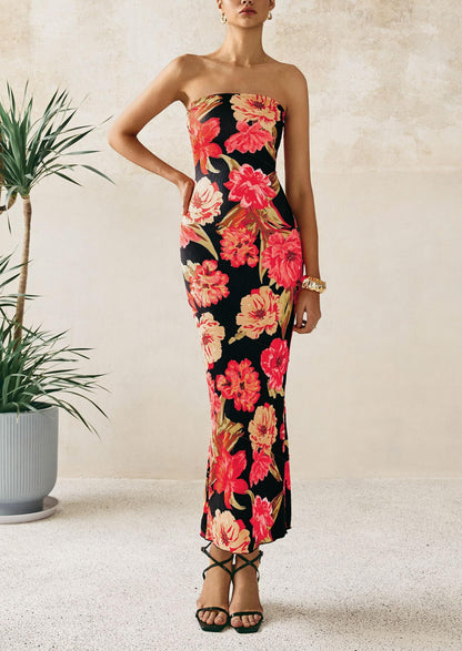 Floral Bodycon Maxi Dress - Strapless, Casual - photo 3