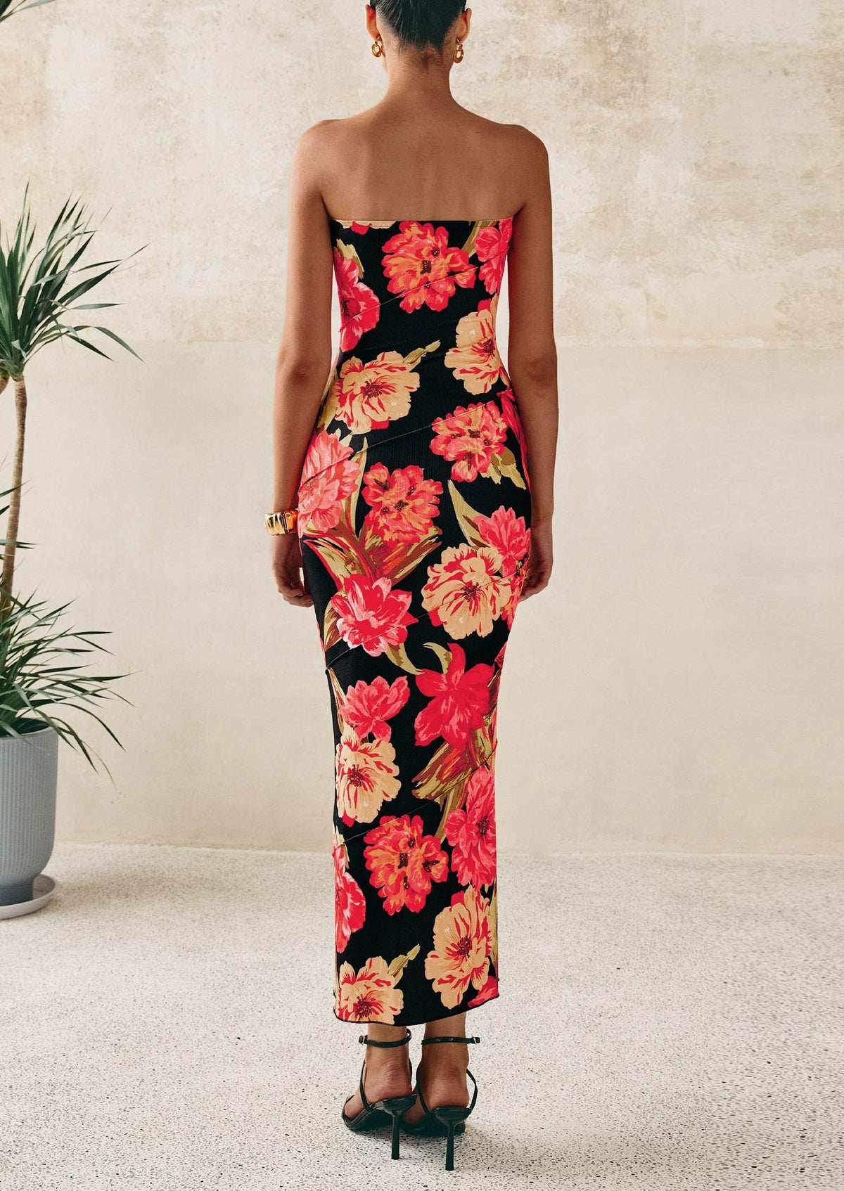 Floral Bodycon Maxi Dress - Strapless, Casual - photo 2