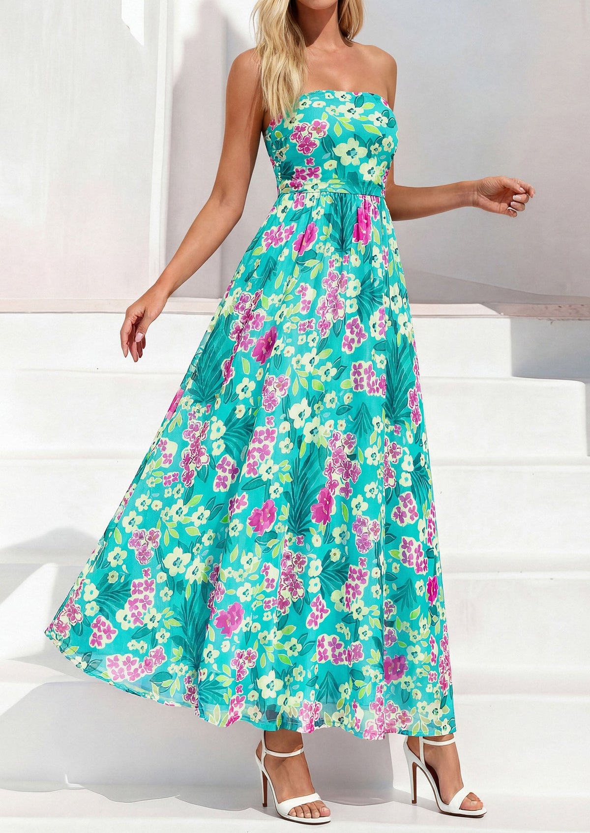 Floral Maxi Dress - Strapless, Boho - photo 10