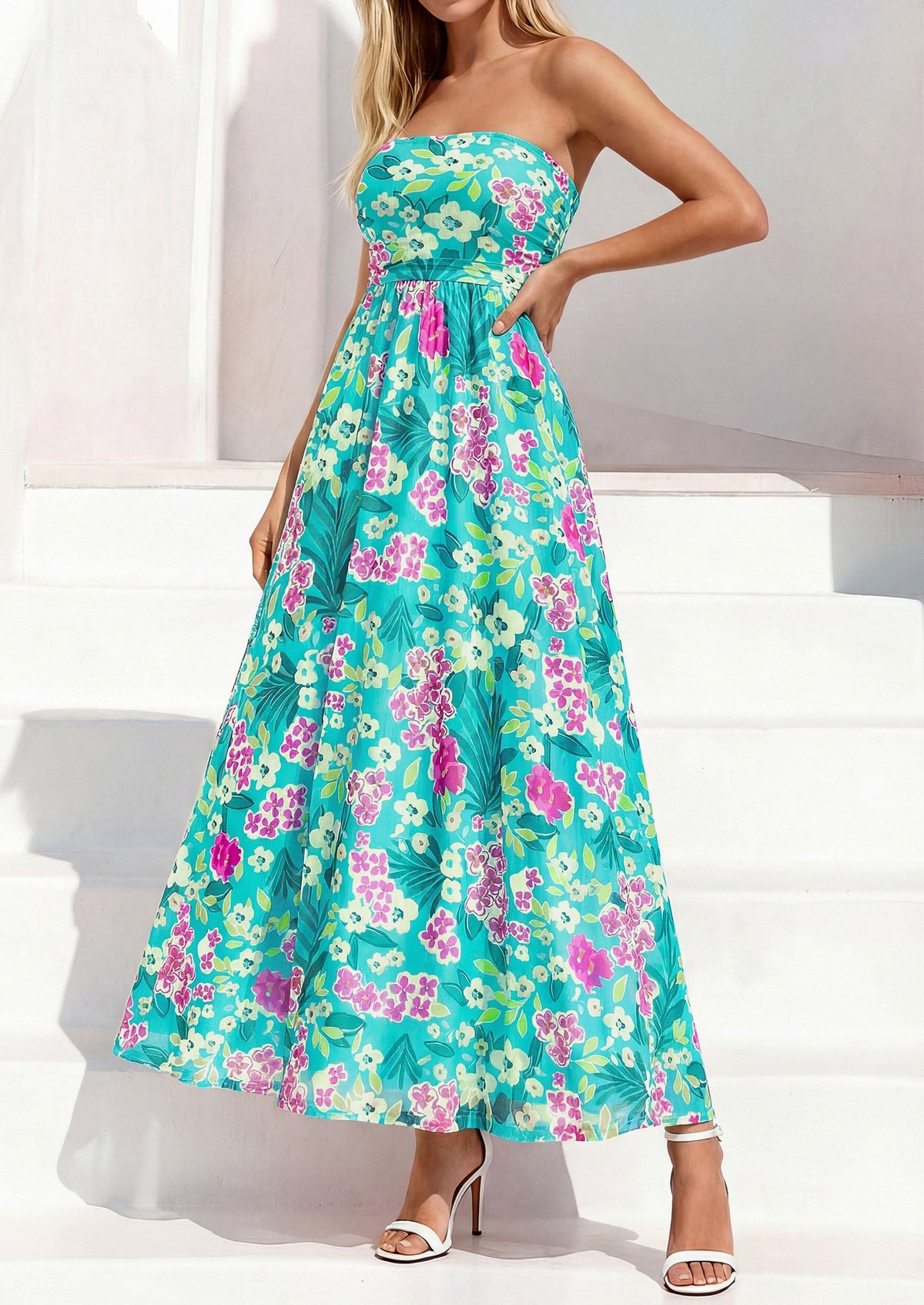 Floral Maxi Dress - Strapless, Boho - photo 11