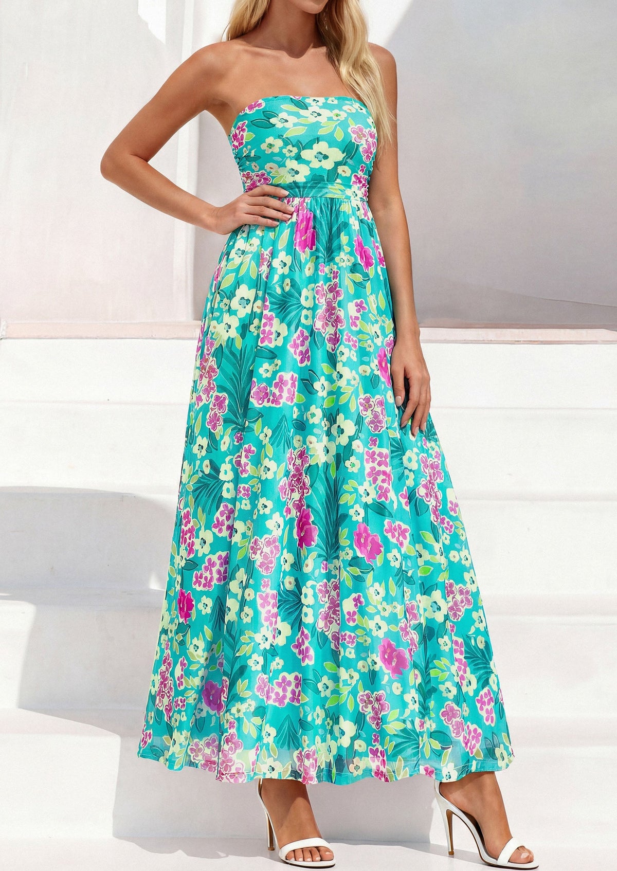 Floral Maxi Dress - Strapless, Boho - photo 12