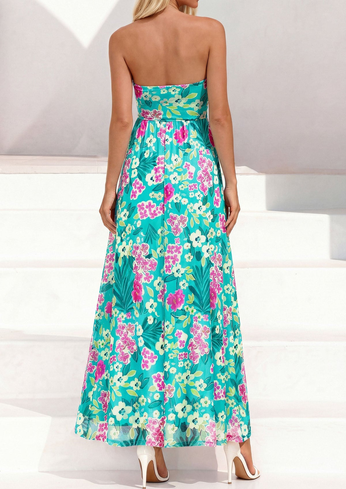 Floral Maxi Dress - Strapless, Boho - photo 8