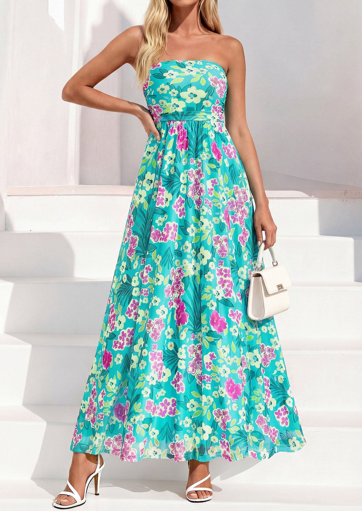 Floral Maxi Dress - Strapless, Boho - photo 9
