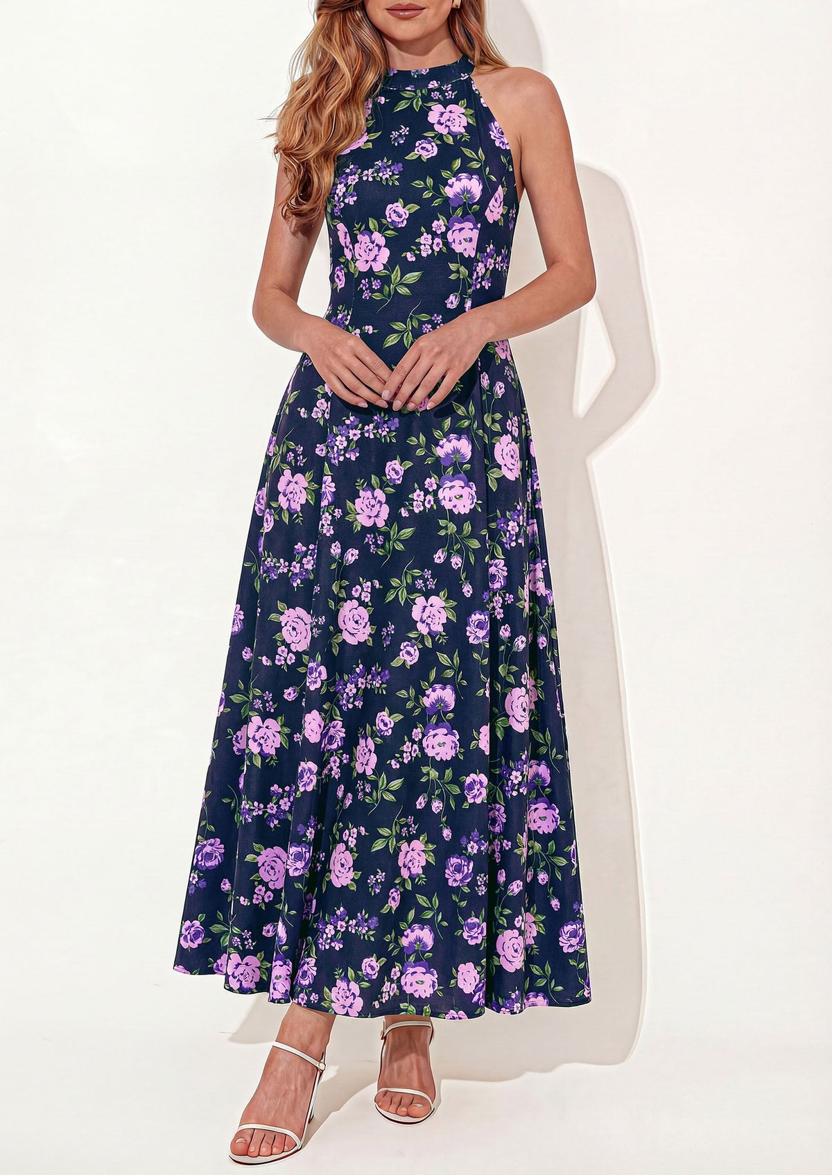 Polka Dot Maxi Dress - Halter, Vacation - photo 9