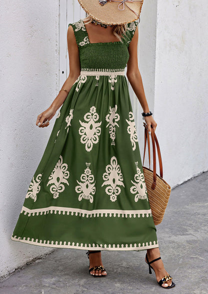Floral Smocked Maxi Dress - Sleeveless, Square Neck, Boho - photo 30