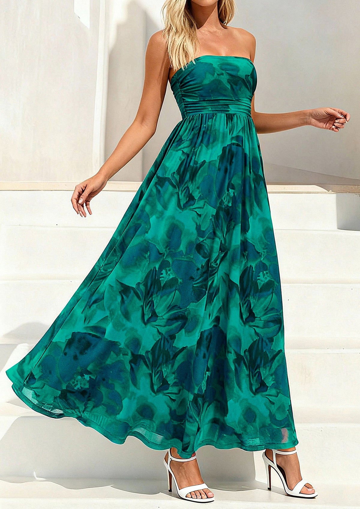 Floral Maxi Dress - Strapless, Boho - photo 15