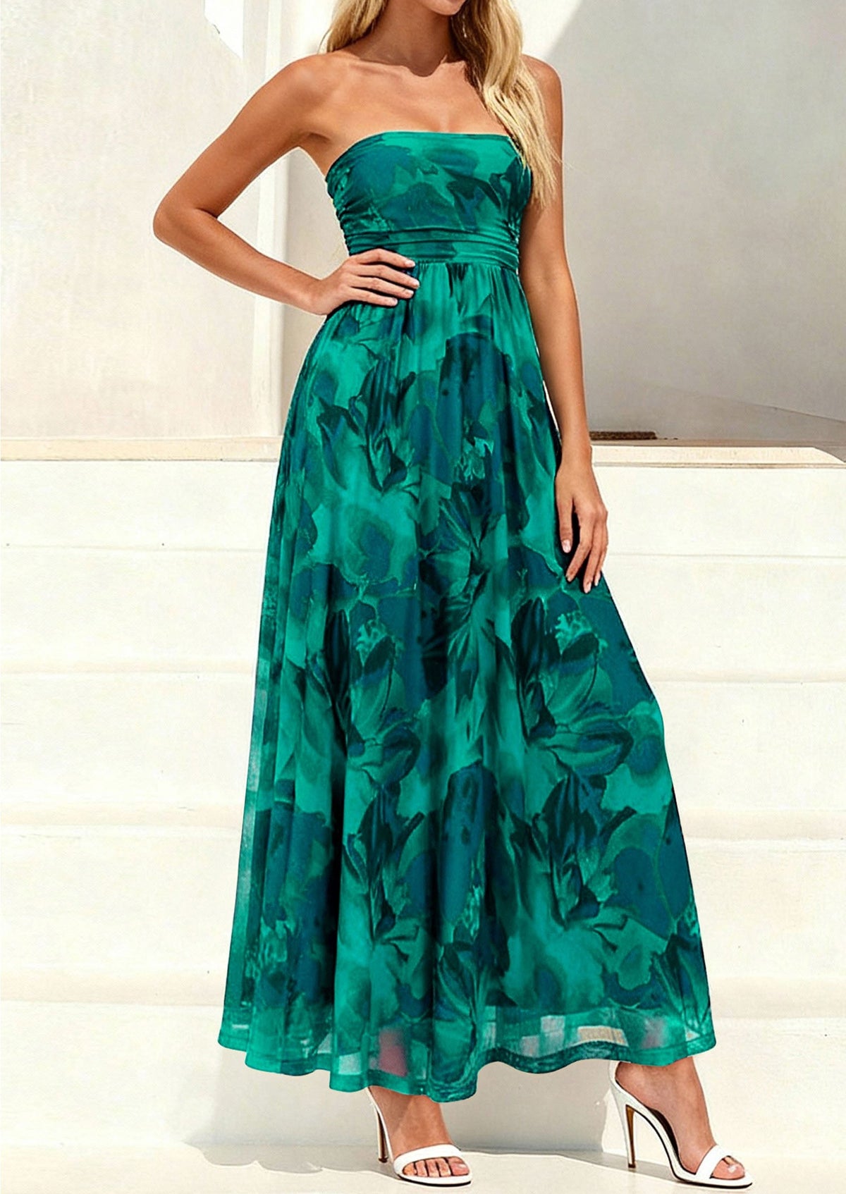 Floral Maxi Dress - Strapless, Boho - photo 14