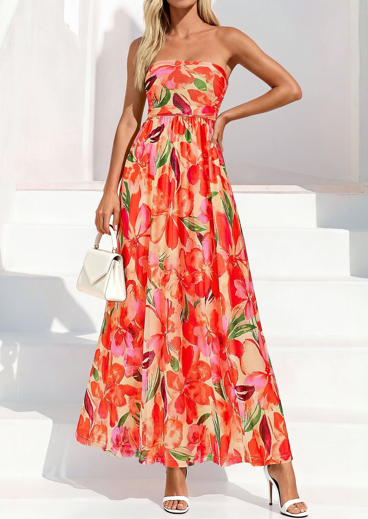 Floral Maxi Dress - Strapless, Boho - photo 17