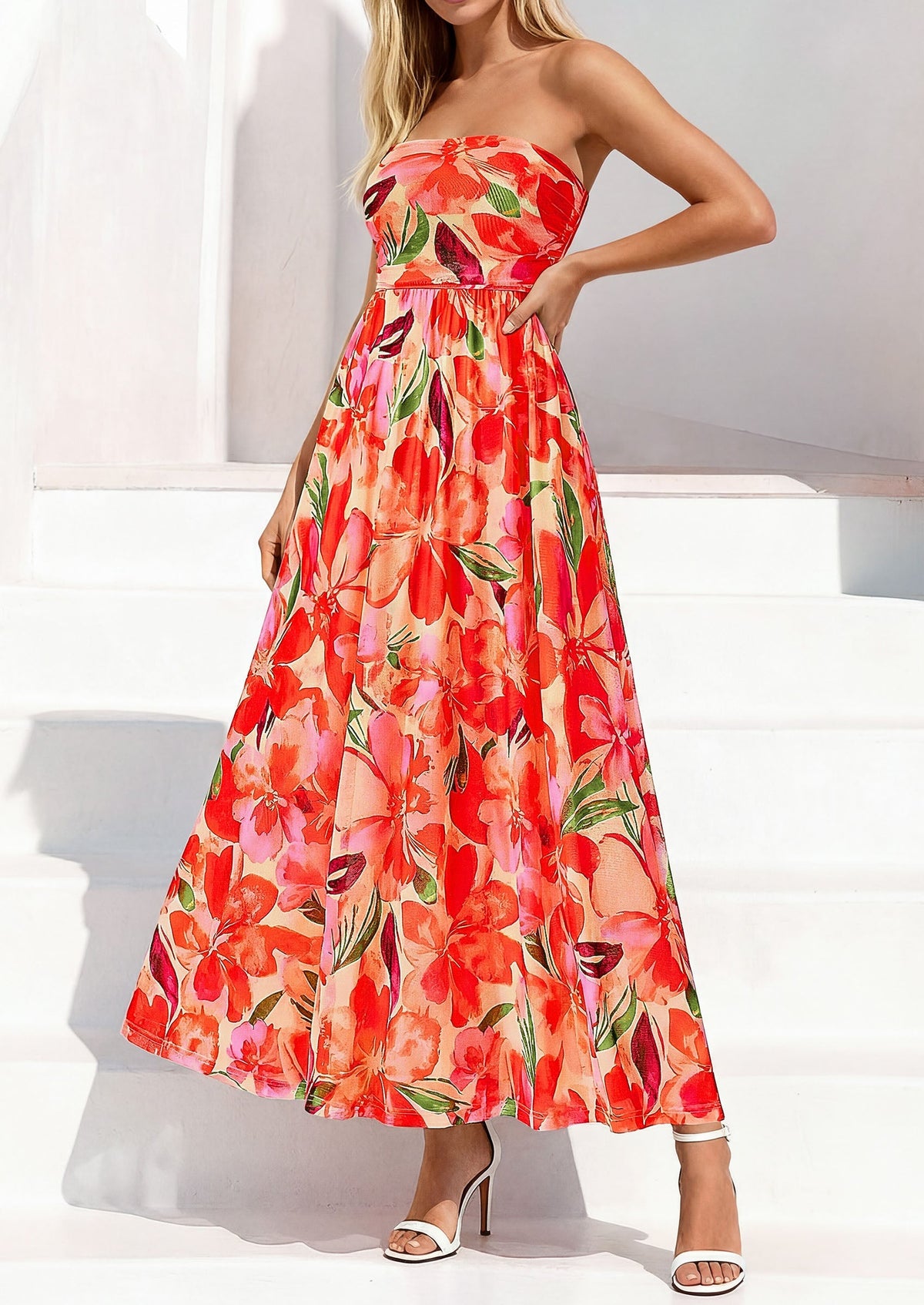 Floral Maxi Dress - Strapless, Boho - photo 21