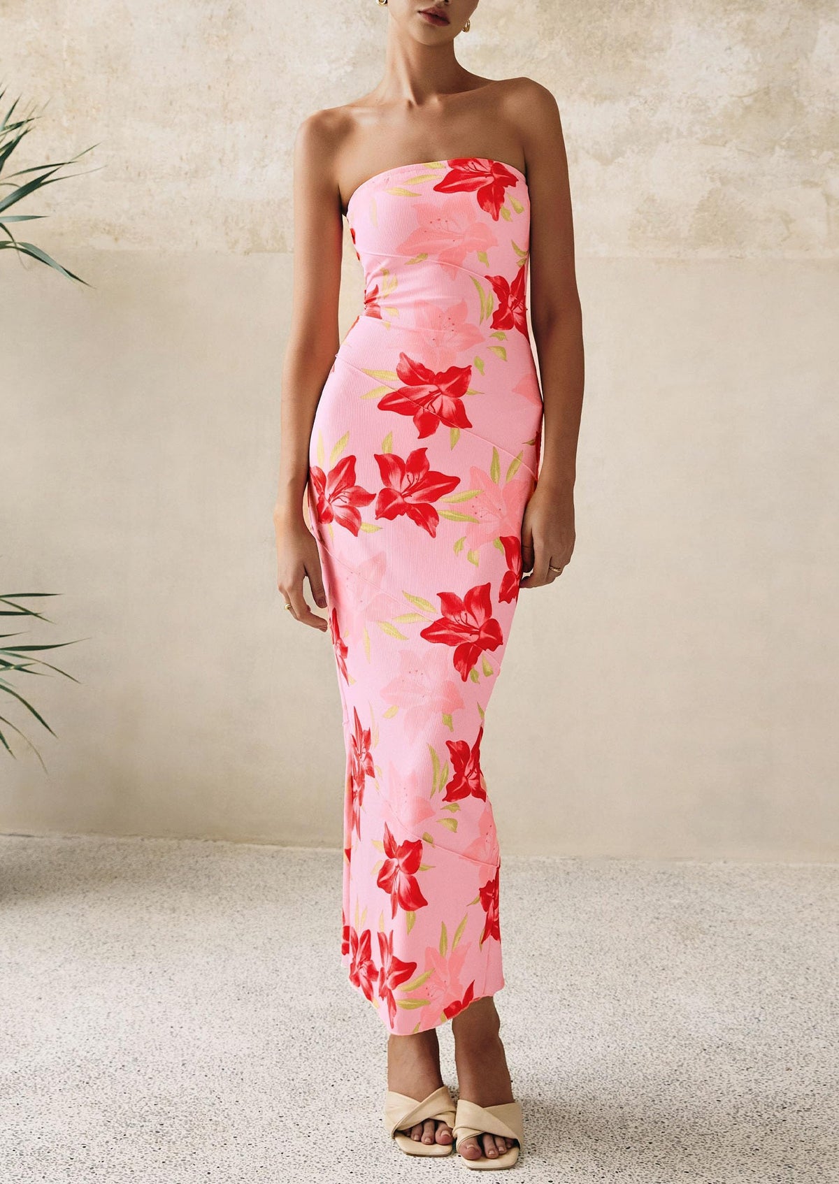 Floral Bodycon Maxi Dress - Strapless, Casual - photo 21