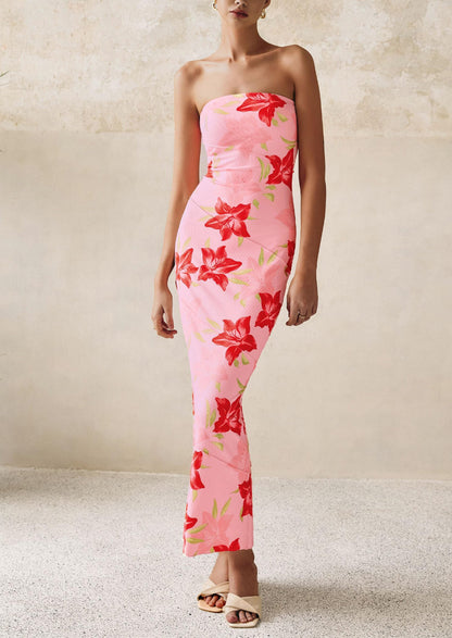 Floral Bodycon Maxi Dress - Strapless, Casual - photo 25