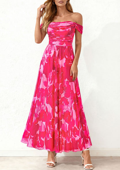 Mesh Swing Ruched Maxi Dress - Off-Shoulder, Cocktail - photo 21