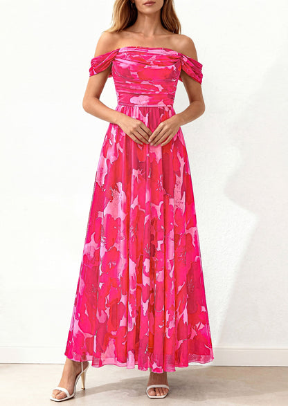 Mesh Swing Ruched Maxi Dress - Off-Shoulder, Cocktail - photo 24